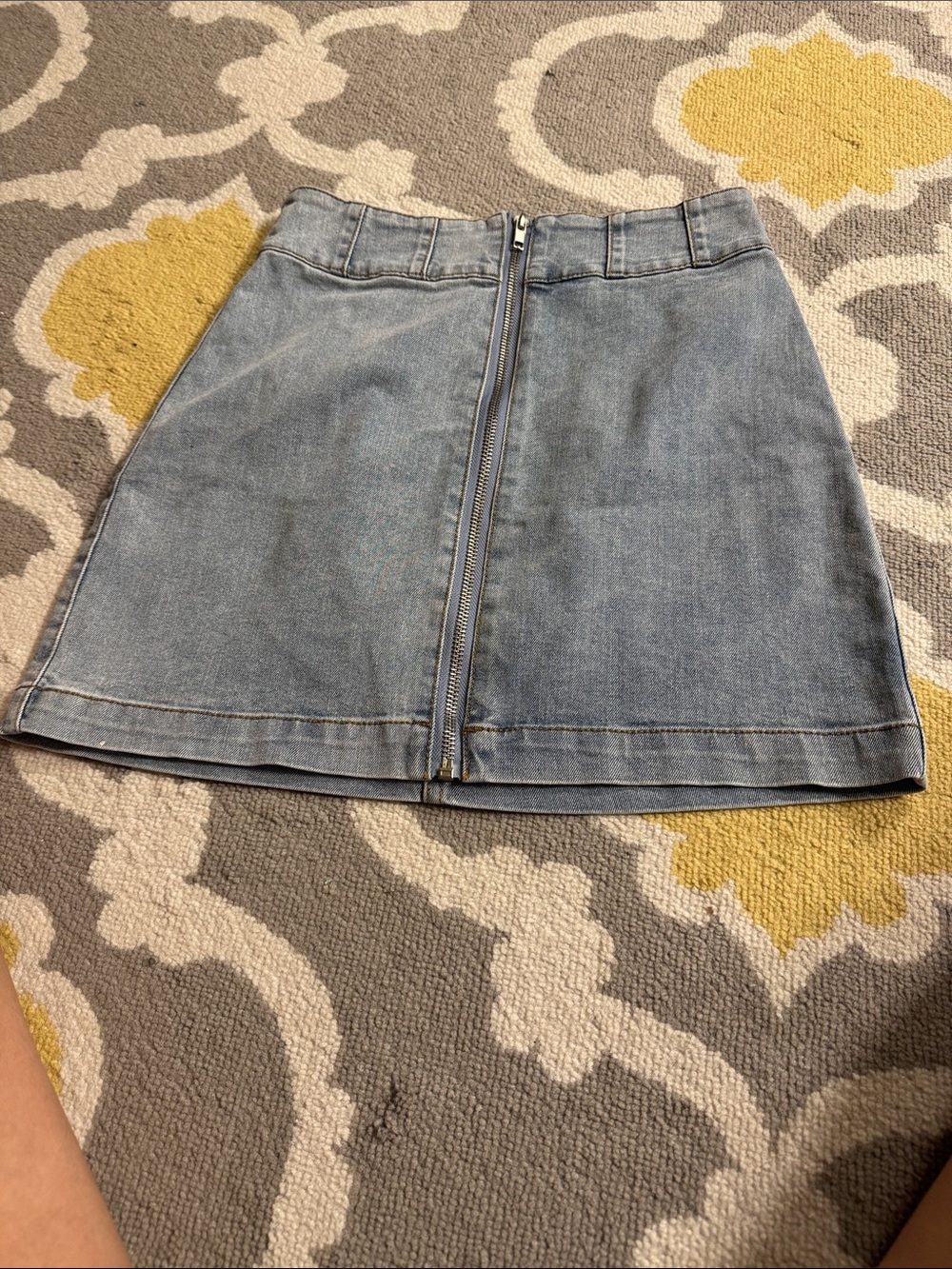 Light Blue Denim Mini Skirt with Front Zipper